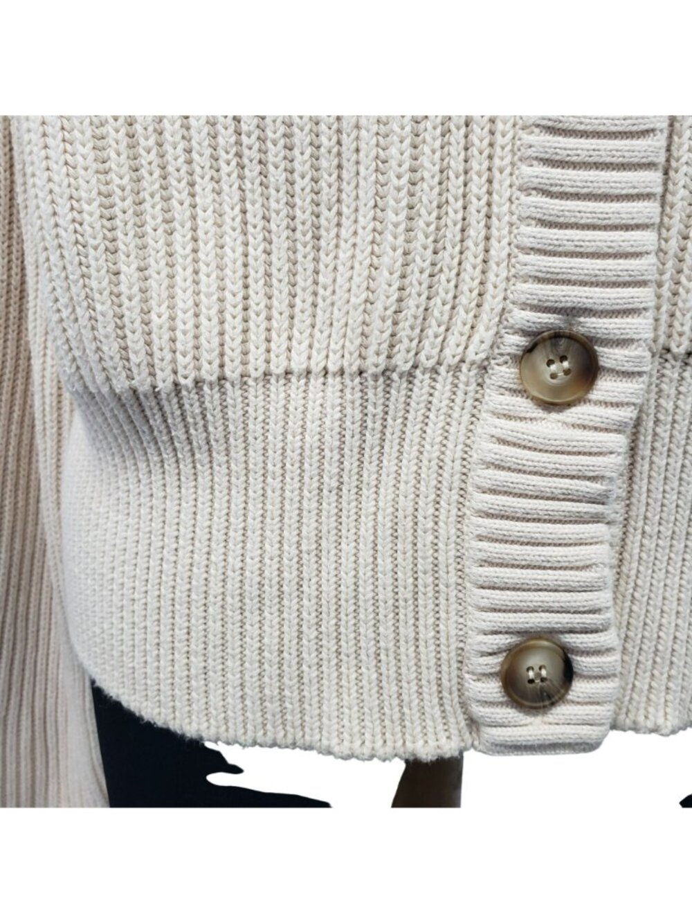 G. Label by Goop GWYN Cream Bella Button Bomber Cardigan Sweater Minimalist - Picture 16 of 16